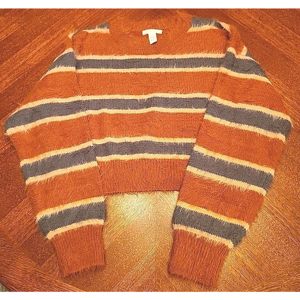 Women's Cozy Cropped Pullover Sweater Full Tilt Long Sleeve Size Medium Brown A1
